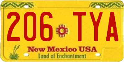 NM license plate 206TYA