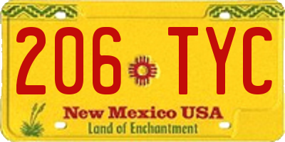 NM license plate 206TYC