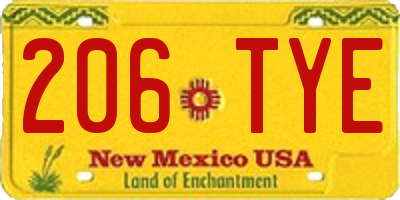 NM license plate 206TYE