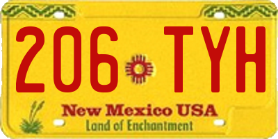 NM license plate 206TYH
