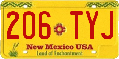 NM license plate 206TYJ