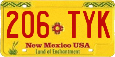 NM license plate 206TYK