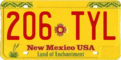 NM license plate 206TYL