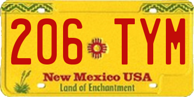 NM license plate 206TYM