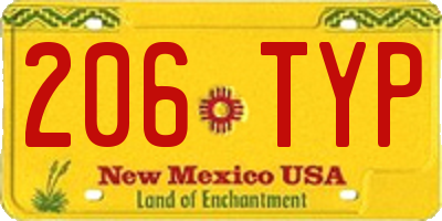 NM license plate 206TYP