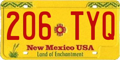 NM license plate 206TYQ