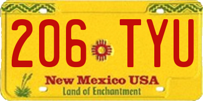 NM license plate 206TYU