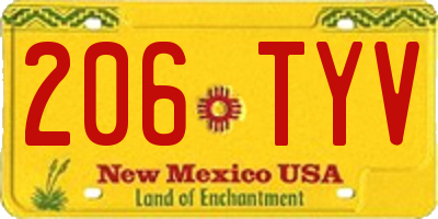 NM license plate 206TYV