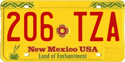 NM license plate 206TZA