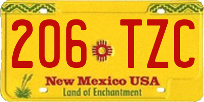 NM license plate 206TZC