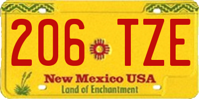 NM license plate 206TZE