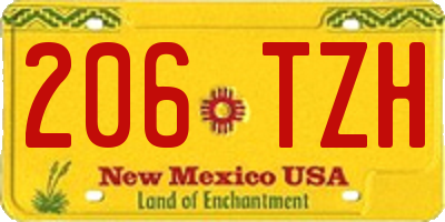NM license plate 206TZH