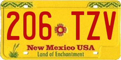 NM license plate 206TZV