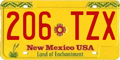 NM license plate 206TZX