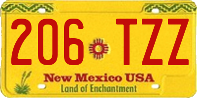 NM license plate 206TZZ