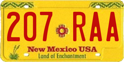 NM license plate 207RAA