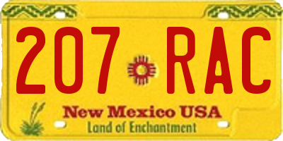 NM license plate 207RAC