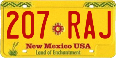 NM license plate 207RAJ