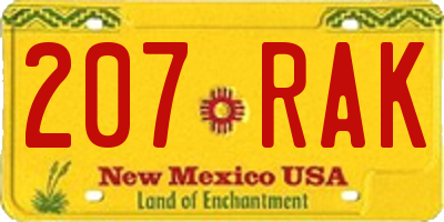 NM license plate 207RAK