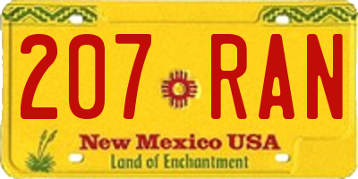 NM license plate 207RAN