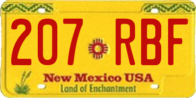 NM license plate 207RBF