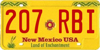 NM license plate 207RBI