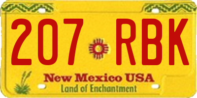 NM license plate 207RBK