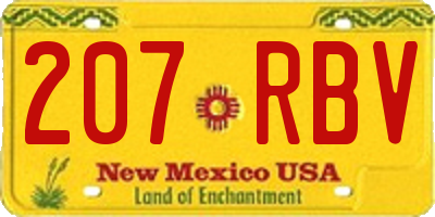 NM license plate 207RBV