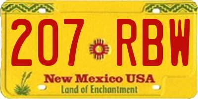 NM license plate 207RBW
