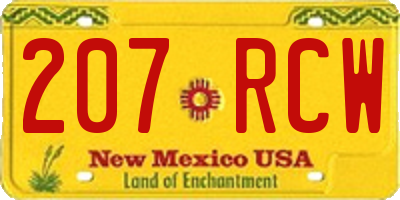 NM license plate 207RCW