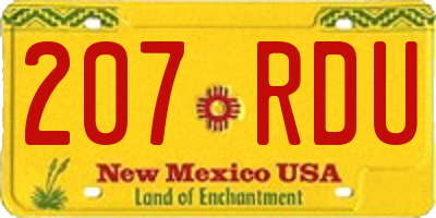 NM license plate 207RDU
