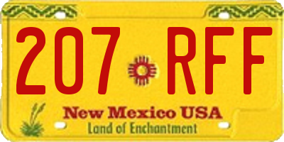 NM license plate 207RFF