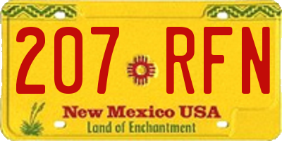 NM license plate 207RFN