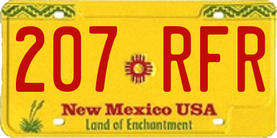 NM license plate 207RFR