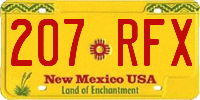 NM license plate 207RFX
