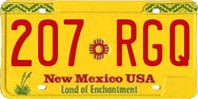 NM license plate 207RGQ
