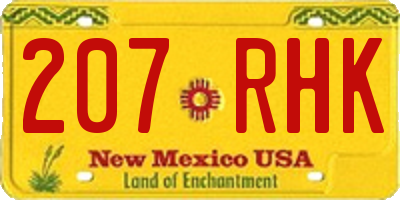 NM license plate 207RHK
