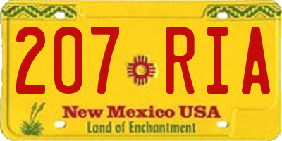 NM license plate 207RIA