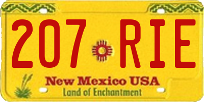 NM license plate 207RIE