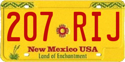 NM license plate 207RIJ