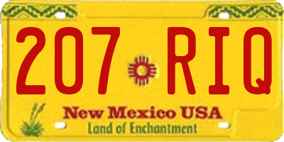 NM license plate 207RIQ