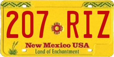 NM license plate 207RIZ