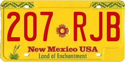 NM license plate 207RJB