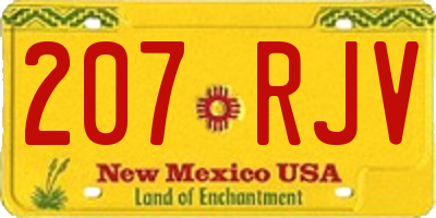 NM license plate 207RJV