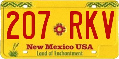 NM license plate 207RKV