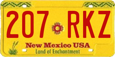 NM license plate 207RKZ