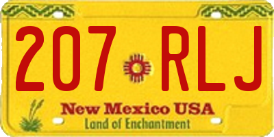NM license plate 207RLJ