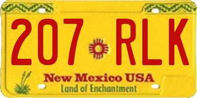 NM license plate 207RLK