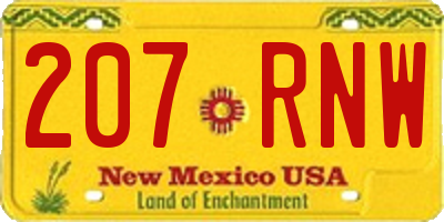 NM license plate 207RNW