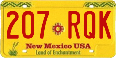 NM license plate 207RQK